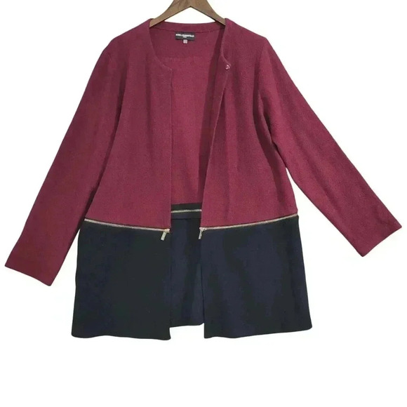 Karl Lagerfeld Paris Womens L Long Sleeve Open Front Cardigan Jacket 23PT - Picture 1 of 8